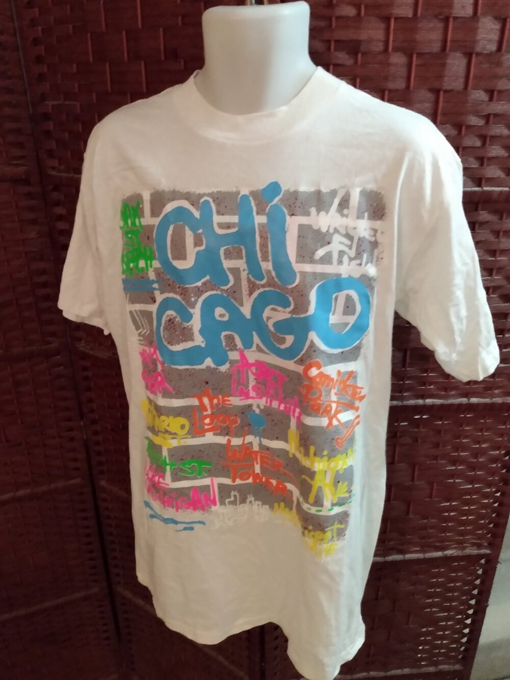 Vintage 90s Chicago Graffiti T shirt Landmarks Retro Streetwear XL Single Stitch